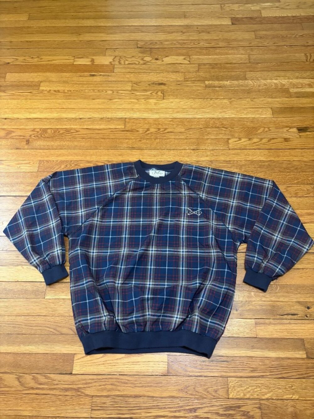 Vintage IZOD Men's Medium Plaid Nylon Golf Windbreaker Pullover Jacket w/Pockets